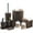 Brown, variant on Bathroom Accessory Set - 10 Piece White Bathroom Sets Complete with Trash Can, Toothbrush Holder & Cup, Soap Dispenser, Soap Dish, Toilet Brush & Holder, Vanity Tray, Qtip Holder, Tissue Box Cover