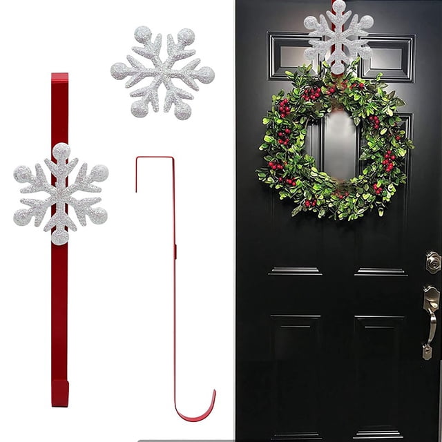 Xihbxyly Colgador de Puerta Navideño, Gancho de Copo de Nieve de Hierro, Adornos para Calcetines y Regalos, Decoración para Puerta Delantera o Trasera, Encanto Festivo, Fácil de Instalar, Juego de 1