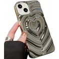 thumbnail image 2 of Compatible with iPhone Case,Electroplate 3D Heart Water Ripple Curly Wave Pattern Silicone Bumper Protection Soft Shockproof Cover Phone Case (White,iPhone 14), 2 of 7