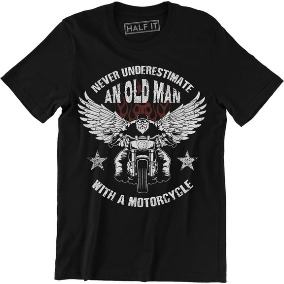 Never Underestimate An Old Man With A Bicycle Mens Funny Cycling Bike Tee Shirt