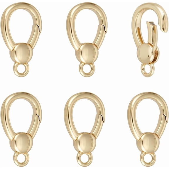 18k Gold Plated Spring Gate Clasps 6pcs Jewelry Connectors Golden Pendant Clasps Teardrop Extender Necklace Clasp Connector Bracelet Extension for Bracelet Jewelry Making 16x9mm