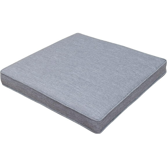 Patio Chair Seat Cushion, Square Seat Pad for Indoor/Outdoor Furniture Chair, with Zipper, 21 x 20 x 3 Inch, Light Grey