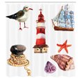 thumbnail image 3 of Ambesonne Nautical Shower Curtain, Lighthouse Seagull, 69"Wx84"L, Multicolor, 3 of 5
