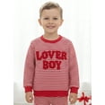 thumbnail image 3 of BemeyourBBs Toddler Baby Boy Girl Valentine Sweatshirts Outfit Lover Boy Embroidery Long Sleeve Stripes Pullovers Tops, 3 of 8