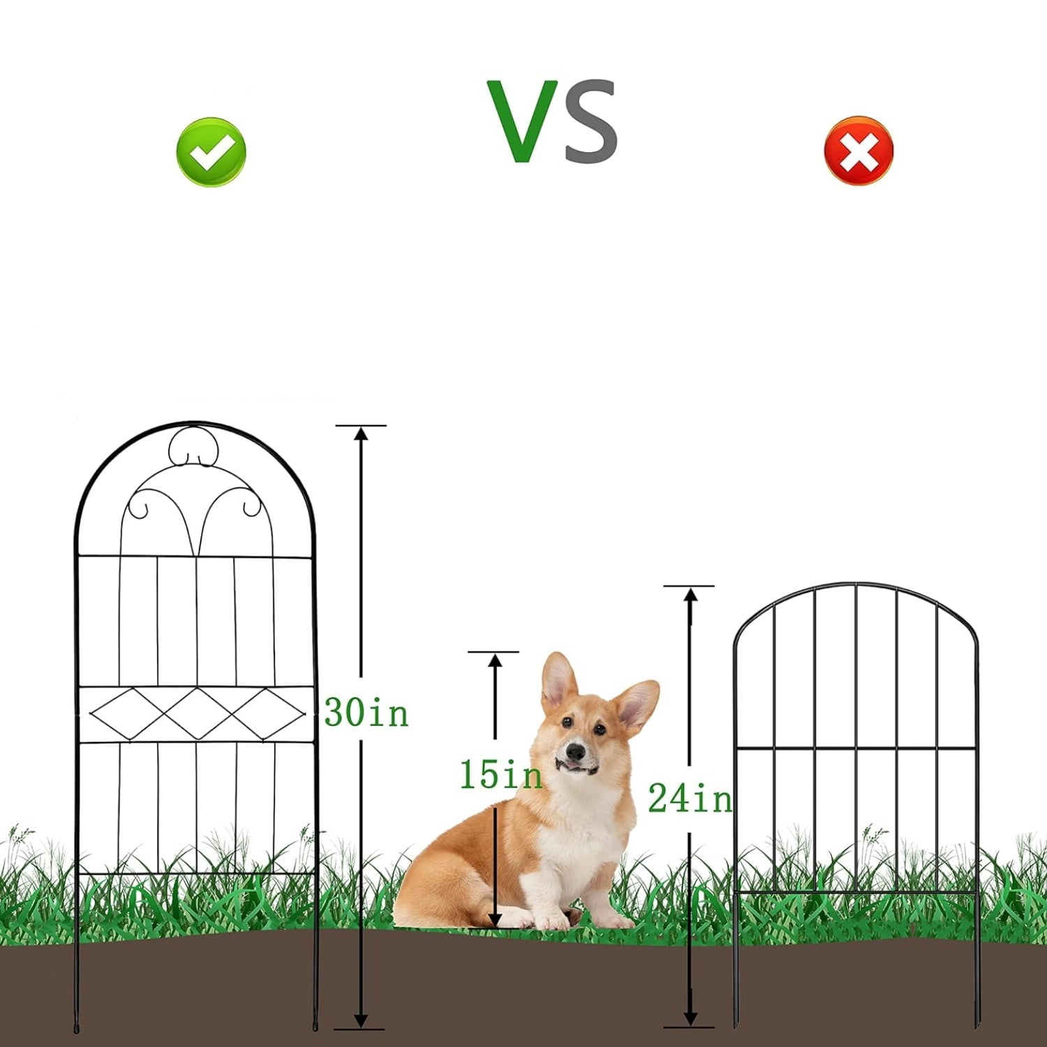 Decorative Garden Fence 10 Pack, 30in (H) x 10ft (L) Rustproof Metal Wire Animal Barrier, Arched Flower Edging Border Fencing Panel for Dog, Yard, Patio, Outdoor, Decor