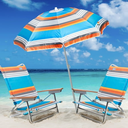 Rio 5 Position Beach Chair Set With Umbrella Rio 5 Position Beach Chair Set With Umbrella