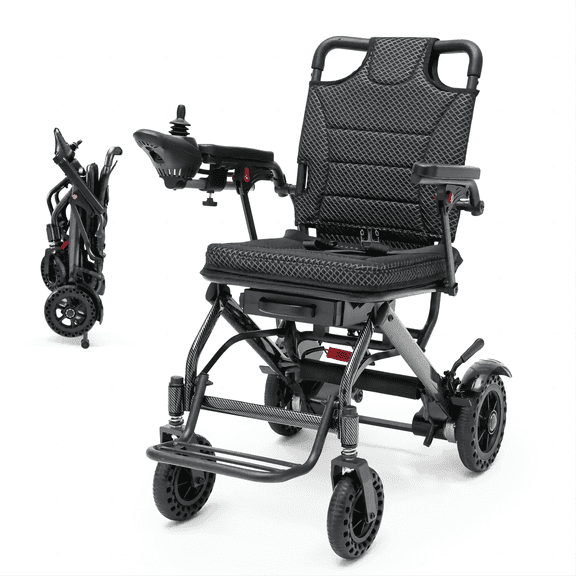 Morrean Electric Wheelchair 36lbs Lightweight Foldable Motor Wheelchair for Adult Senior,Black