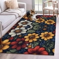 thumbnail image 3 of Summer Vintage Flower Area&nbsp;Rug 3x5ft Watercolor Yellow Red Flowers Non-Slip&nbsp;Washable Square&nbsp;Rugs Soft Felt Indoor Floor Mat for Bedroom Kitchen Living Room Bathroom, 3 of 9