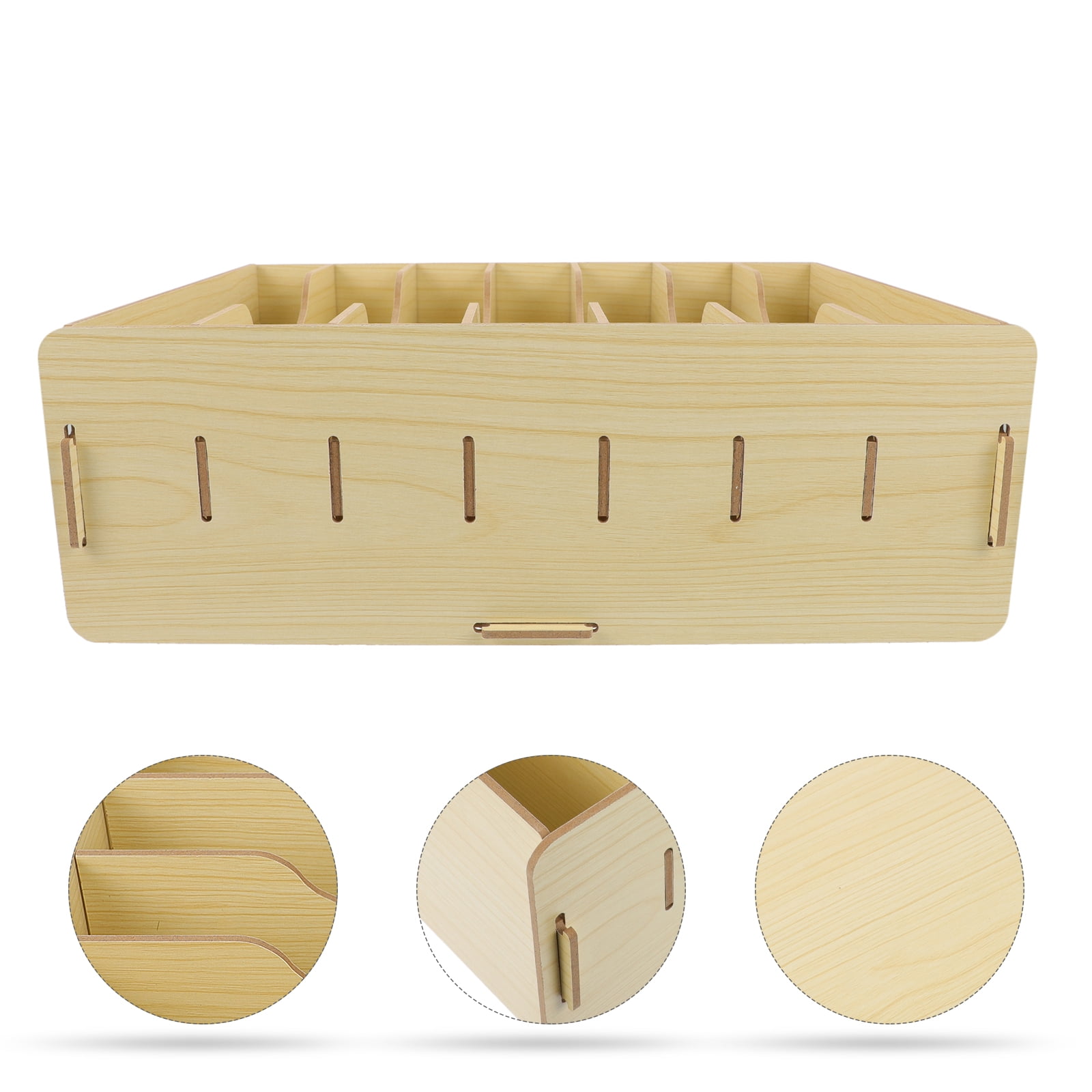 WRISTBIQUE Home Storage Boxes Wooden Vintage Rectangular Beige 1Pcs for Classroom Use