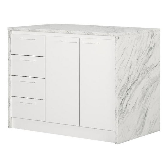 Pemberly Row 47"W Engineered Wood Kitchen Island with Storage in White