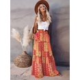 thumbnail image 6 of Women's Boho Printed High Waist Tiered Maxi Skirt Yellow L, 6 of 7