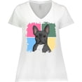 thumbnail image 3 of Inktastic Blue French Bull Dog Women's Plus Size V-Neck T-Shirt, 3 of 5