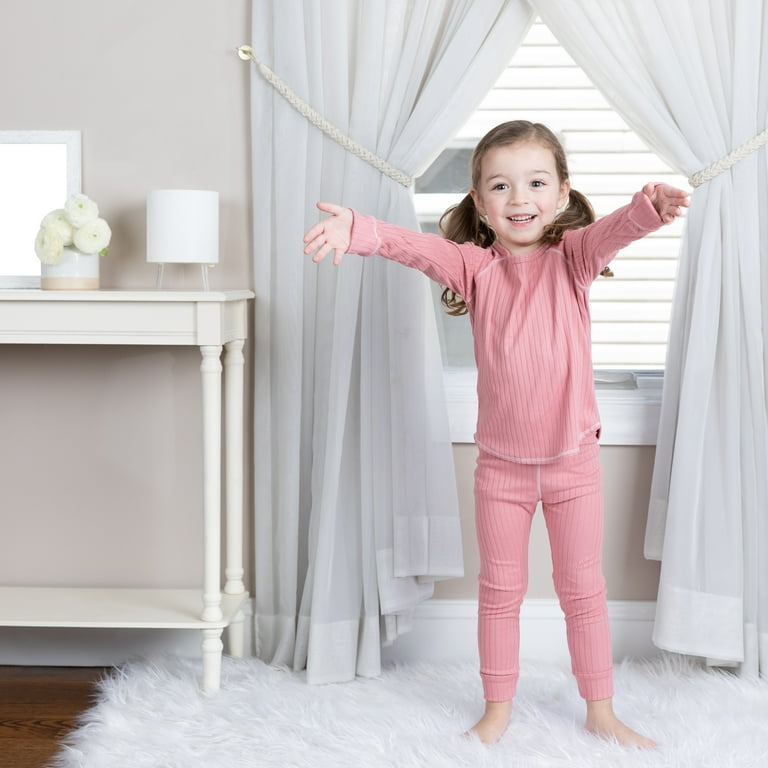 RIA + OLLIE Kids Girls & Boys Soft Ribbed Knit Sleepwear Pajamas Snug Fit  Comfy 2 piece Solid Color Toddler PJs Made in USA - Size 2T