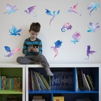 Watercolor Dragon Silhouette Wall Decor Translucent Dragon Wall Sticker PVC Peel and Stick Wallpaper Art Home Decals