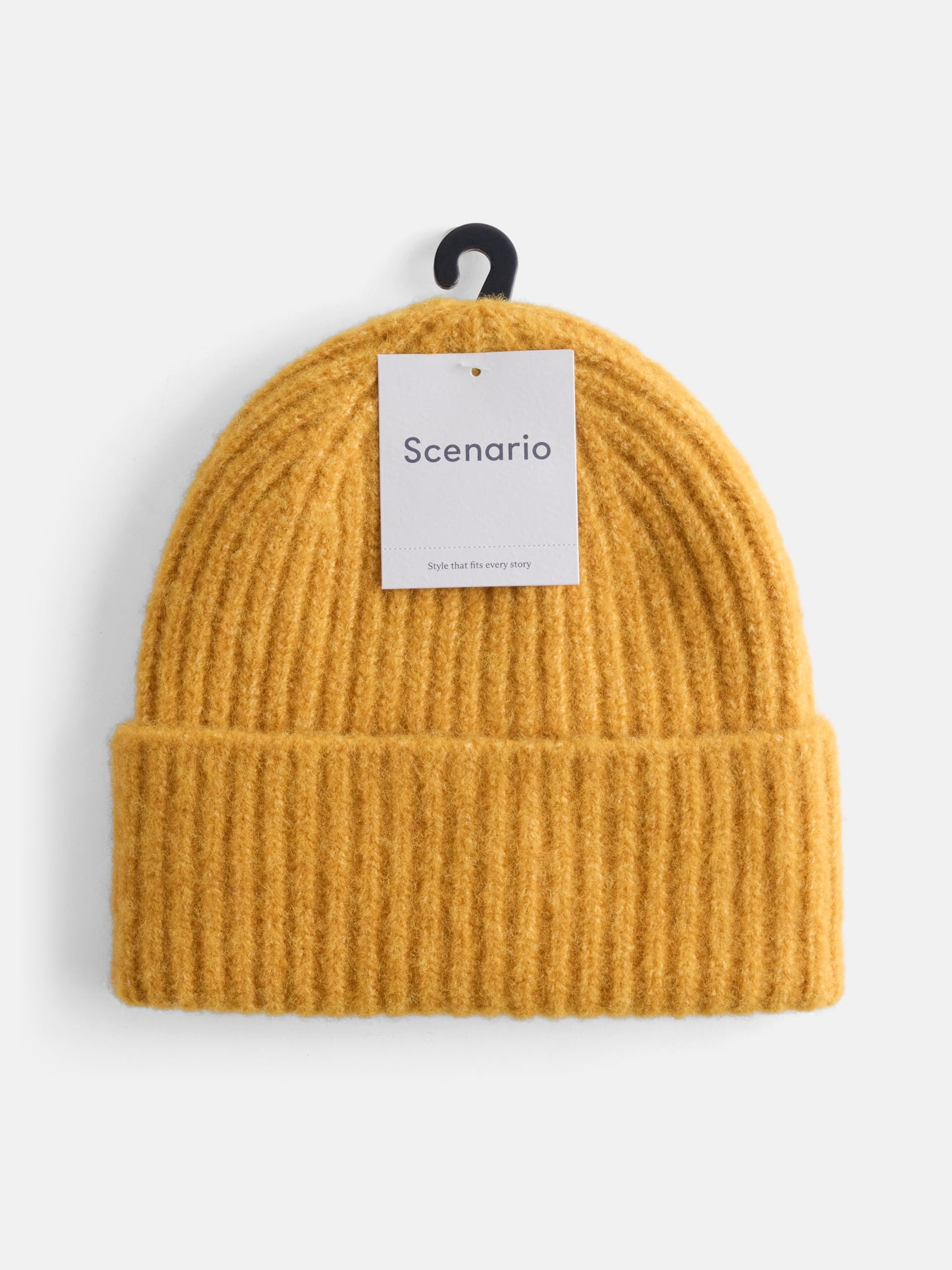 Scenario Women's Rib Knit Beanie, Yellow Dust