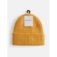 thumbnail image 4 of Scenario Women's Rib Knit Beanie, Yellow Dust, 4 of 4