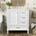thumbnail image 2 of 30-inch Modern Bathroom Vanity with Sink, Soft Closing Door and 3 Drawers Storage Cabinet, Solid Wood Frame for Small Space Bathroom Remodel, White, 2 of 16