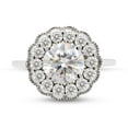 thumbnail image 2 of 1 1/2 ct t.w Center 7MM Round Cut Lab Created Moissanite Milgrain Flower Halo Engagement Ring For Women In 14K White Gold Over Sterling Silver(G-H Color, VVS1 Clarity 1.50Cttw) Size - 5, 2 of 7
