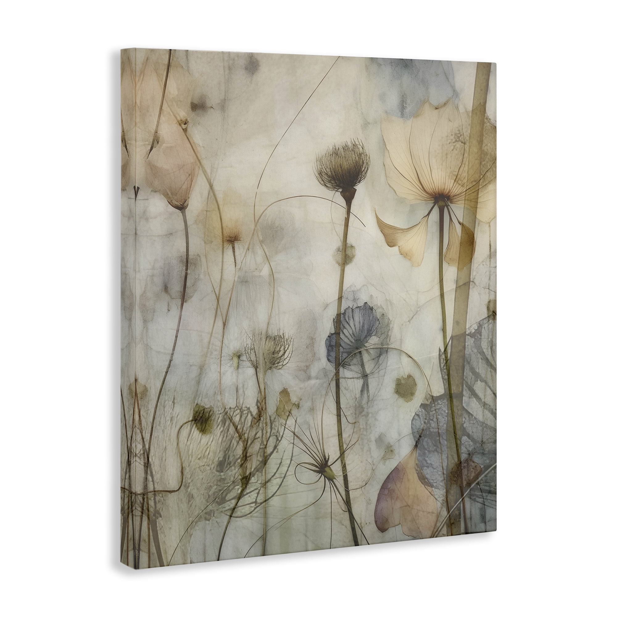 Stupell Industries Subtle Botanicals Pattern Plants & Flowers Painting Wrapped Canvas Art Print Wall Art, 30 x 40