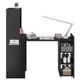 thumbnail image 3 of Advwin Foldable Manicure Table with Charging Station & Storage Cabinet, Wall-Mount Extendable Nail Tech Desk with Fabric Drawer & Shelf, Space-Saving Multipurpose Table for Home Office, Black, 3 of 11