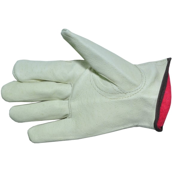 G & F Cold Weather Premium Genuine Grain Cowhide Leather Gloves with Red Fleece Lining 3 Pair of M