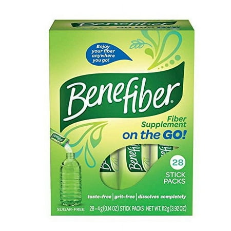 4 Pack Benefiber Fiber Supplement on the Go! 28 Stick Packs Each