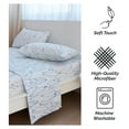 thumbnail image 6 of 3-Piece, 14-Inch Deep Pocket Twin XL Sheet Set, Easy Care Bedsheets with 1 Flat and 1 Fitted Sheet, 1 Pillowcase, White with Blue Leaves, 6 of 7