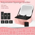 thumbnail image 3 of Makeup Case with Lighted Mirror 3 Color Setting,Cosmetic Makeup Train Case with Adjustable Divider,Travel Makeup Bag with Light Up Mirror for Makeup Brushes,Makeup Accessories,Tools Case,Women, 3 of 7