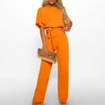 thumbnail image 2 of Giftesty Women Short Sleeve Playsuit Clubwear Straight Leg Jumpsuit With Belt, 2 of 9