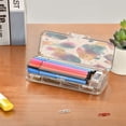 thumbnail image 7 of Plastic Pencil Box Large Capacity Pencil Boxes Clear Boxes with Snap-Tight Lid Stylish Office Supplies Storage Organizer Box Teal and Orange Abstract Shapes, 7 of 7