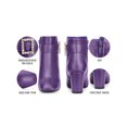 thumbnail image 5 of BLISSFUL STEP Womne's Ankle Boots Chunky Heel Square Toe Rhinestone Buckle Side Zipper Faux Leather Boots Purple 7, 5 of 8