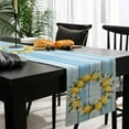 thumbnail image 4 of Lemon Wreath Cotton Linen Table Runner 13 x 90 inch Farmhouse Blue Wooden Floral Non-slip Rectangular Dining Table Decor for Wedding Party Holiday Dinner, 4 of 8