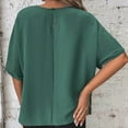 thumbnail image 5 of Green M WIZUTIZ Short Sleeve Shirts for Women up to 50% Off Casual Plain Retro Fluffy Tops Solid Oversize Short Sleeve Tshirts Plus Crew Neck Shirts Tunics Trendy Tee Athletic Ladies Tshirt T-shirt, 5 of 5