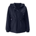 thumbnail image 5 of Jsaierl Women's Water Resistant Hooded Anorak Jacket Snap Button Drawstring Waist Windproof Lightweight Outdoor Rain Coat, 5 of 7