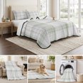 thumbnail image 6 of Quilts Queen Size, Sage Green Checkered Soft Comforter Bedding Set for Bed, Summer Modern Minimalist Lightweight Quilted Bedspread with Pillow Cover(2 Pieces) for All Season, 90x96 Inch, 6 of 9