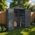 thumbnail image 6 of Patiowell 6'x4' Resin Storage Shed, Lockable Door & Window, Durable All-Weather Outdoor Shed for Garden & Tool Storage, Dark Gray, 6 of 8