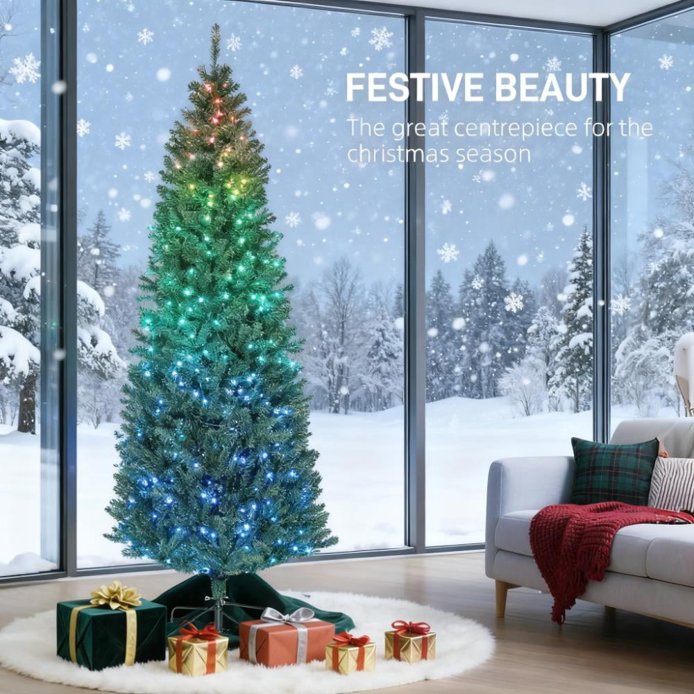 7ft Smart Prelit Christmas Tree with 350 RGB LED Lights 1245 Tips Remote App Control Indoor Decor