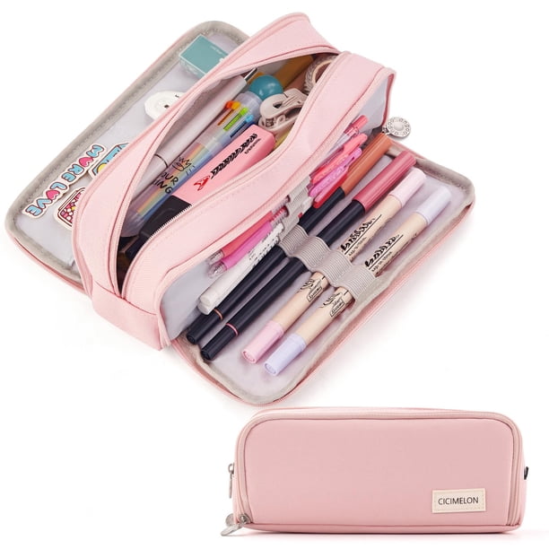 Estuche para lápices CICIMELON Gran Capacidad 3 Compartimentos Rosa