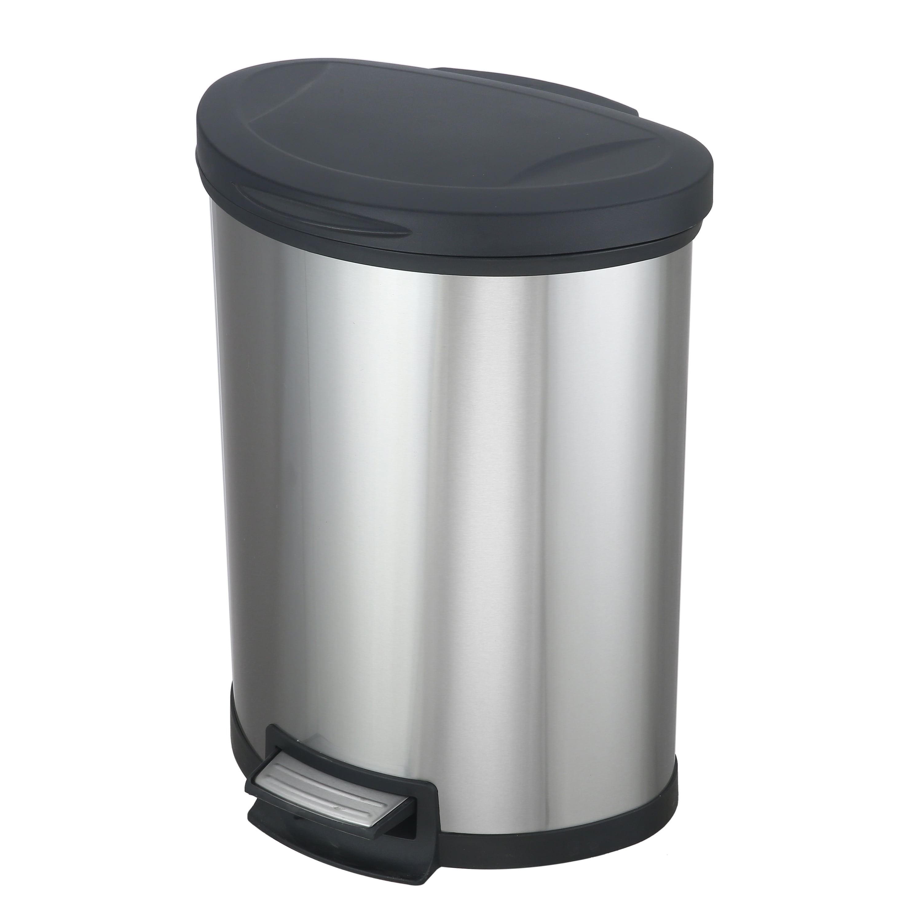54L Stainless Steel Step Trash Can Kitchen Garbage Bin with Lid & Inner Buckets 