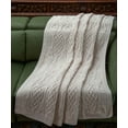 thumbnail image 2 of SAOL Aran Traditional Cable Knit Wool Throw Blanket Chunky Camping Cover 75" x 46"Made in Ireland, 2 of 7