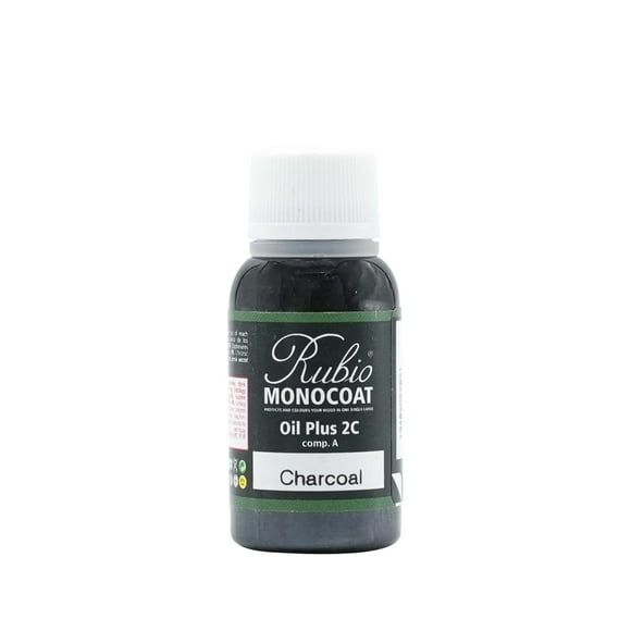 Rubio Monocoat Échantillon de Bois Teinté et Fini - Charbon / Huile Plus Pièce A / Séchage Rapide, Écologique Huile de Bois de Lin pour Usage Intérieur / Idéal pour Échantillonnage Huile Plus 2C & Retouches / 20 ml