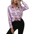 thumbnail image 1 of Innerwin Shirts Long Sleeve Ladies Tunic Tops Office Button Down Soft Blouse Violet L, 1 of 5