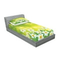 thumbnail image 2 of Ambesonne Floral Fitted Sheet & Pillow Sham Set, Daffodils Spring Petals, Twin, Green Yellow, 2 of 2