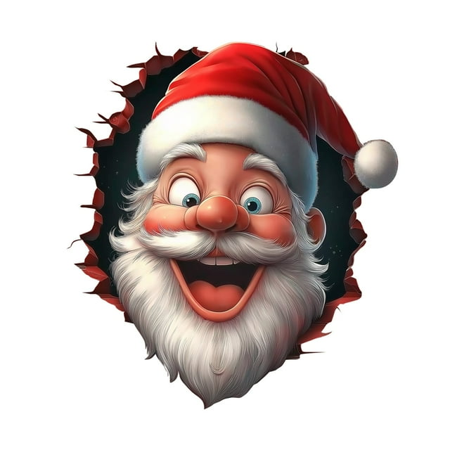 Pegatina navideña para la pared - Calcomanía festiva de agujero de ratón para Papá Noel - Decoración sin daños para puertas y paredes