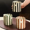 thumbnail image 2 of Retro Striped Hand-Painted Ceramic Mark Hand-Held Cup Heat-Resistant Non-Slip Double-Enjoy Cup for Milk Coffee Juice Latte Hot Cold Drinks Valentine's Day Mother's Day Christmas Gift Drinkware, 2 of 9