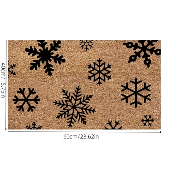 Christmas Door Mat -Winter Door Mat 16 X 24 Inch, Snowflake Door Mat for Covered Outdoor Area, Outdoor Winter Doormat, Winter Floor Rug, Snowflake Coir Welcome Mat