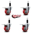 thumbnail image 2 of 3.5 Inch SS Orange Poly Swivel 1-1/8 Inch Expanding Stem Caster Set Brake, 2 of 2