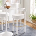 thumbnail image 2 of Bar Stool Chair Barstool, White, Velvet, Pub Cafe Bistro Dining Kitchen Hospitality Restaurant, Modern Contemporary Boutique HB34830, 2 of 9