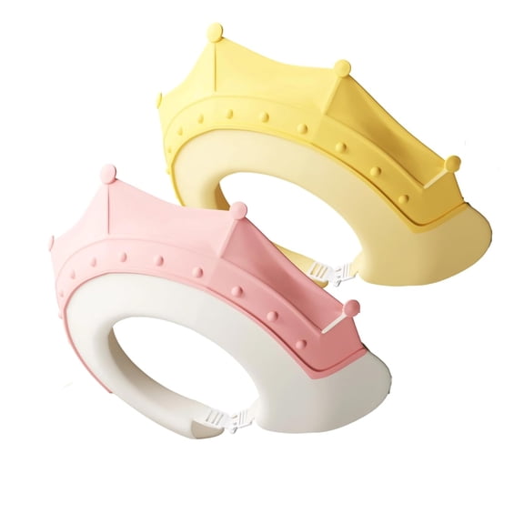TELOLY 2 Pack Baby Kids Shower Cap Shield,Silicone Bath Hat for Eye and Ear Protection,Waterproof,Adjustable,Cute Crown Shape