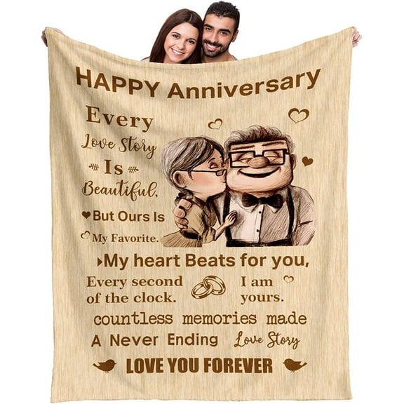 Wedding Anniversary Blanket Gifts for Her Wedding Gift for Wife Husband, Anniversary Marriage Gift for Couple Mom Dad Parents, Happy Anniversary for Girlfriend Boyfriend Gifts Blanket (50"x60")